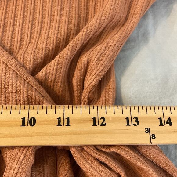 Peach Love California Faux Wrap Ribbed Knit Top - Picture 7 of 8